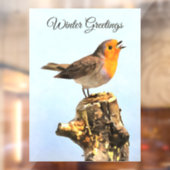 Wintergroeten. Roodborstje zingt Raamsticker (Vel 2)