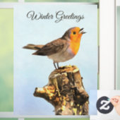 Wintergroeten. Roodborstje zingt Raamsticker (Huis)