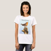 Wintergroeten. Roodborstje zingt T-shirt (Voorkant volledig)