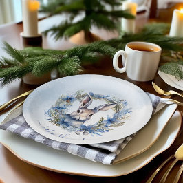 Winterhaas Waterverf Baby shower Papieren Bordje