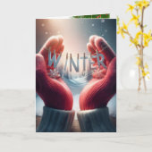 Winterhandschoenen met sneeuwvlokken kaart (Gele Bloem)