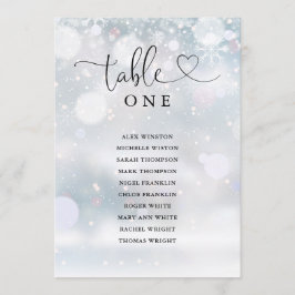 Winterhart Script Tafel Nummer Zitplaatskaart Kaart