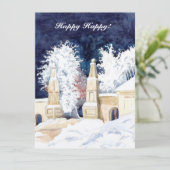 Winterhek bij de nachtelijke waterverf kaart (Staand voorkant)