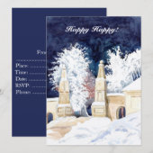 Winterhek bij de nachtelijke waterverf kaart (Voorkant / Achterkant)