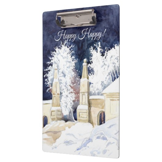 Winterhek bij de nachtelijke waterverf klembord (Links)