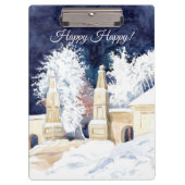 Winterhek bij de nachtelijke waterverf klembord (Voorkant)