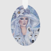Winterheks met vossen en uil van Renee Lavoie Ornament (voorkant)