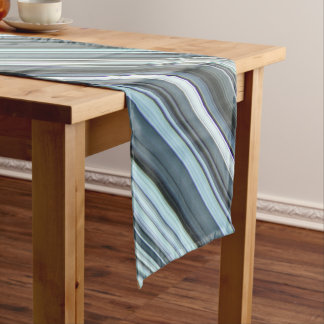 Winterhemel Aqua Blauwe Streep Korte Tafelloper