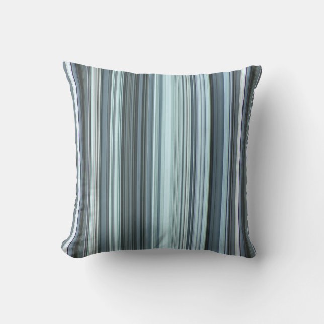 Winterhemel Aqua Blauwe Streep Kussen (Voorkant)