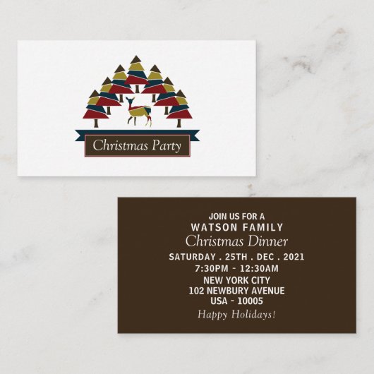 Winterherenbos, kerstfeest Ticket Invite Informatiekaartje (Voorkant / Achterkant)