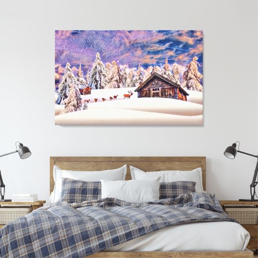  winterherstel rendierrooster kajuitschilderij canvas afdruk (Insitu (Slaapkamer))