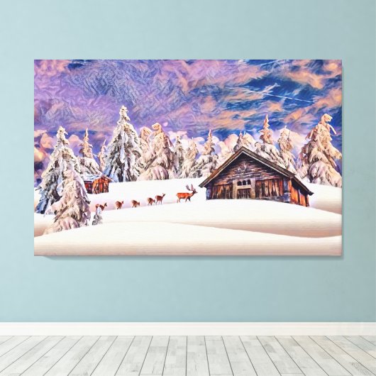  winterherstel rendierrooster kajuitschilderij canvas afdruk (Insitu (Houten vloer))