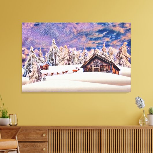  winterherstel rendierrooster kajuitschilderij canvas afdruk (Insitu (Woonkamer))