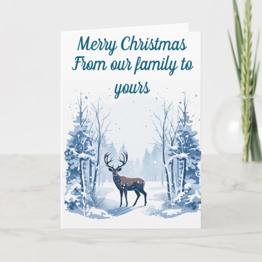 Winterhert bewerkbare kerstkaart kaart (Voorkant)