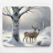 Winterhert met berkenboomhart muismat (Voorkant)