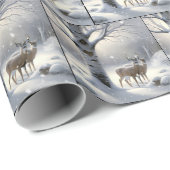 Winterhert met hart op berkenboom cadeaupapier (Rol Hoek)