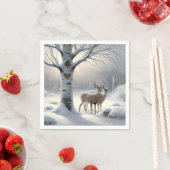 Winterhert met hart op berkenboom servet (Insitu)