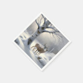 Winterhert met hart op berkenboom servet (Hoek)