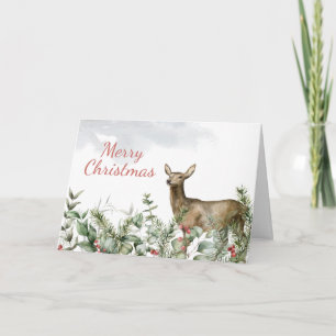Winterhert met vakantie dennen Kerstkaart Kaart