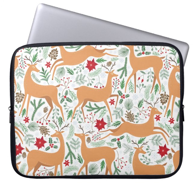  winterhert naadloos. Kerstmis Laptop Sleeve (Voorkant)