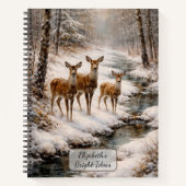 Winterherten bij bosbeek notitieboek (Voorkant)
