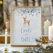 Winterherten blauw jongetje baby shower kaarten en poster