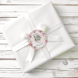 Winterherten Bloemen Baby Meisje Shower Ronde Sticker