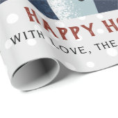 Winterherten, bomen en huis Kerstvakantie Cadeaupapier (Rol Hoek)