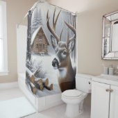 Winterherten/Buck art Douchegordijn (In situ)