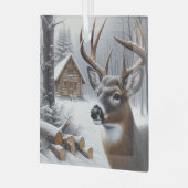 Winterherten/Buck art Glas Ornament (Voorkant links)