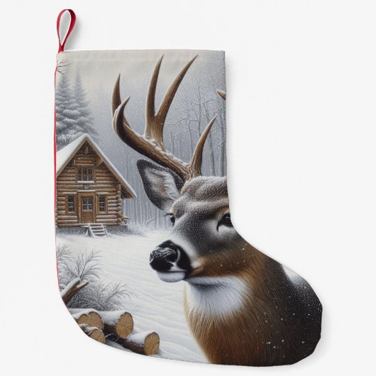Winterherten/Buck art Kleine Kerstsok (Voorkant)