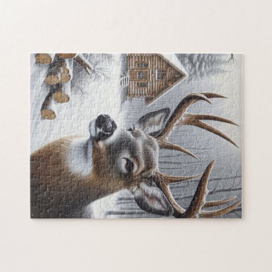 Winterherten/Buck art Legpuzzel (Horizontaal)