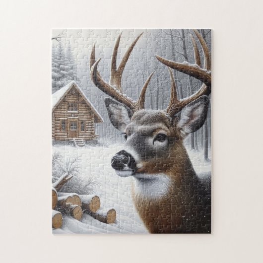 Winterherten/Buck art Legpuzzel (Verticaal)