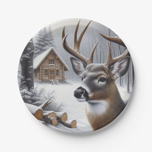 Winterherten/Buck art Papieren Bordje (Voorkant)