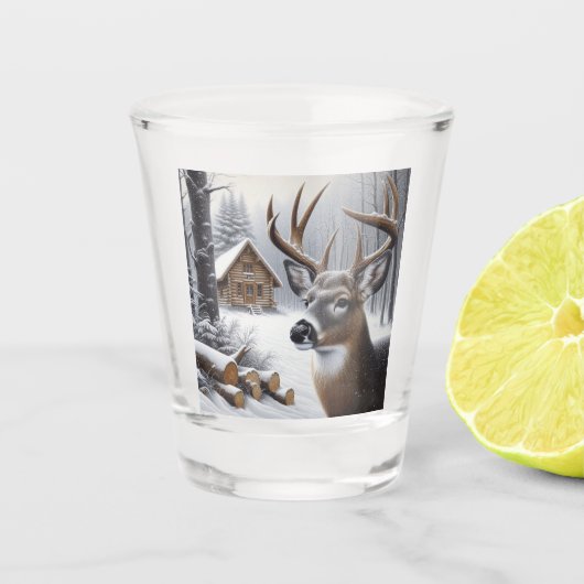 Winterherten/Buck art Shot Glas (Voorkant)