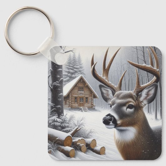 Winterherten/Buck art Sleutelhanger (Voorkant)