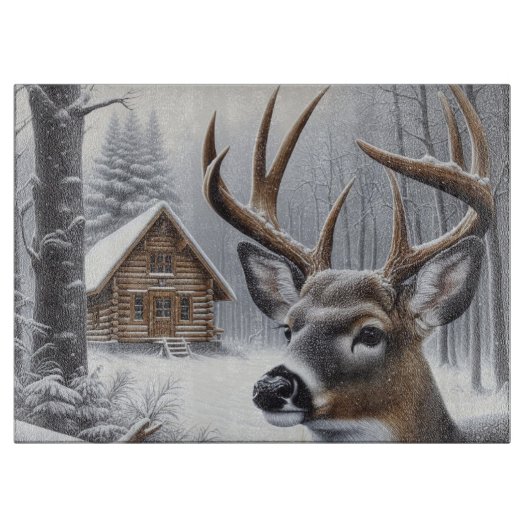 Winterherten/Buck art Snijplank (Voorkant)