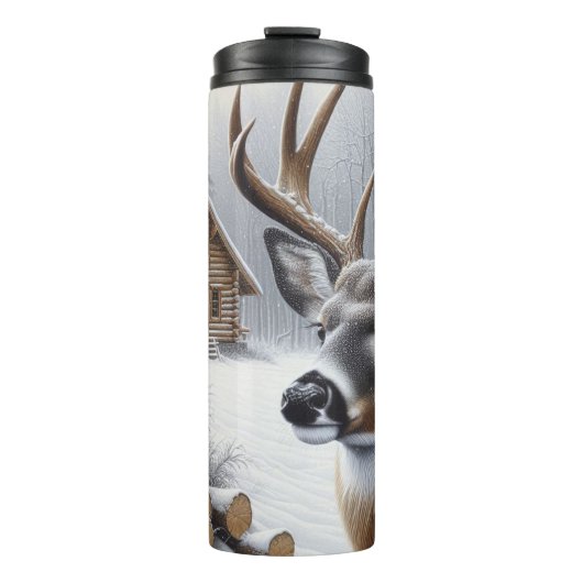 Winterherten/Buck art Thermosbeker (Voorkant)