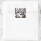 Winterherten/Buck art Vierkante Sticker (Tas)
