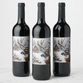 Winterherten/Buck art Wijn Etiket (Flessen)