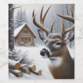 Winterherten/Buck art Wijn Etiket (Enkel label)