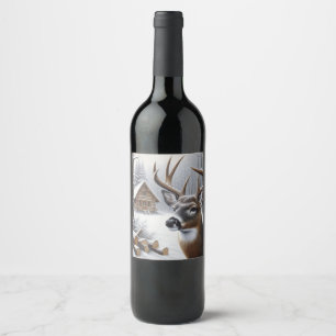 Winterherten/Buck art Wijn Etiket