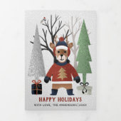 Winterherten en bomen kerstmultifoto's drieluik wenskaart (Cover)