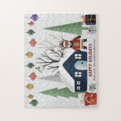 Winterherten en bomen Prettige feestdagen Kerstmis Legpuzzel (Verticaal)