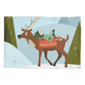 Winterherten en elf in sneeuwkerstfeestjes kussensloop (Achterkant)