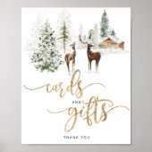 winterherten en geschenken voor bossen poster (Voorkant)