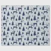 Winterherten en sneeuwvlokken Kerstmis Cadeaupapier (Vlak)