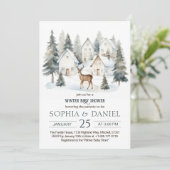 Winterherten in Dorpswaterverf Babyshower Kaart (Staand voorkant)