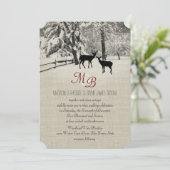 Winterherten met monogram kaart (Staand voorkant)