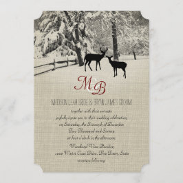 Winterherten met monogram kaart